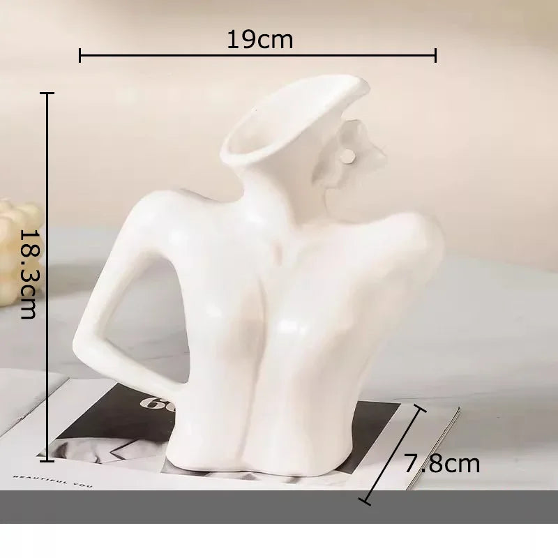 Afralia™ Elegant Dames Ceramic Vase Figure Flower Pot Desk Decoration Room Decor