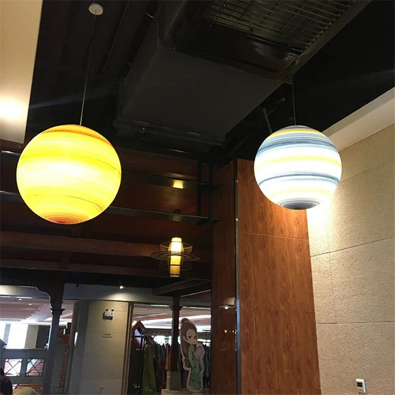 Afralia™ Solar System Planet LED Chandelier: Creative Resin Decorative Lamp for Indoor & Outdoor