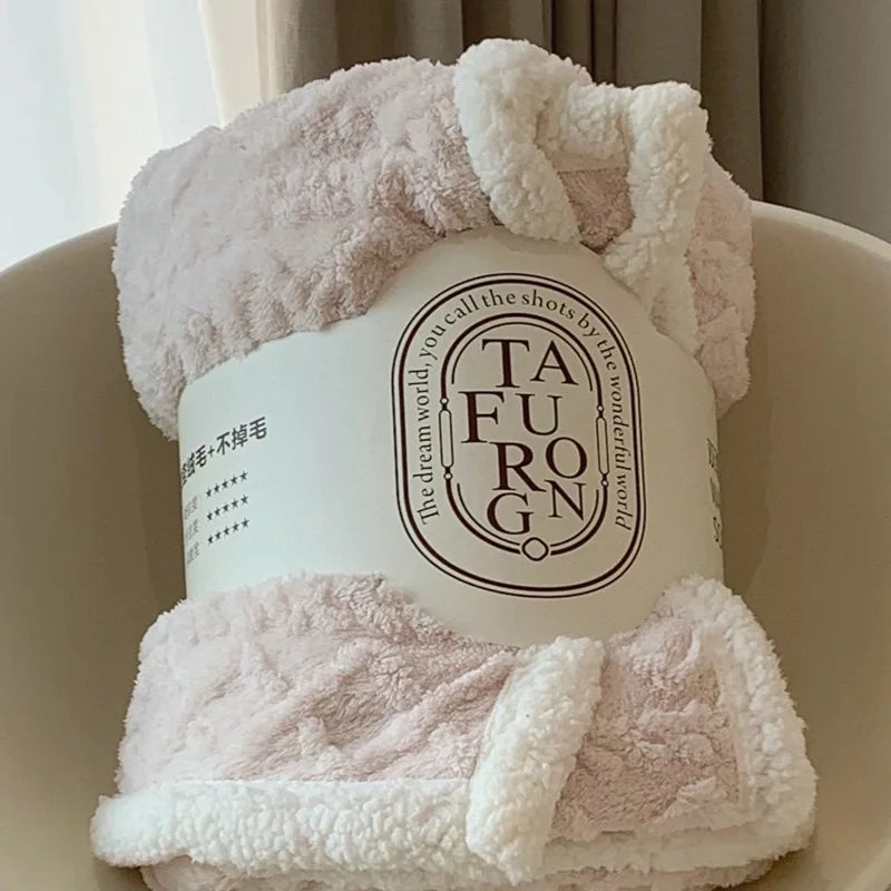 Afralia™ Cozy Jacquard Coral Fleece Blanket