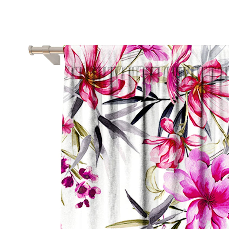 Afralia™ Floral Curtains with Rod Pockets for Home Decor in Kitchen, Living Room