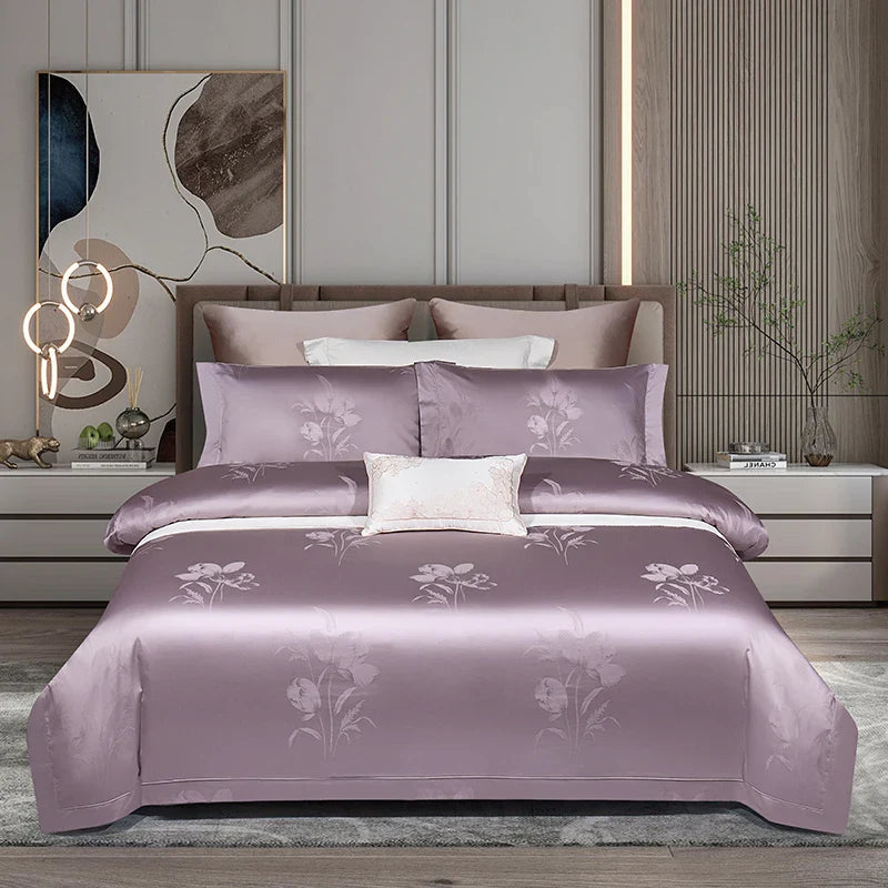Afralia™ Luxury Egyptian Cotton Jacquard Bedding Set, Silky Soft Queen Size, 1400TC