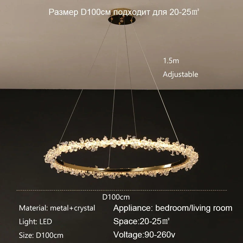 Afralia™ Crystal Pendant Chandelier: Modern Luxury Dimmable LED Ring Light for Home and Restaurant