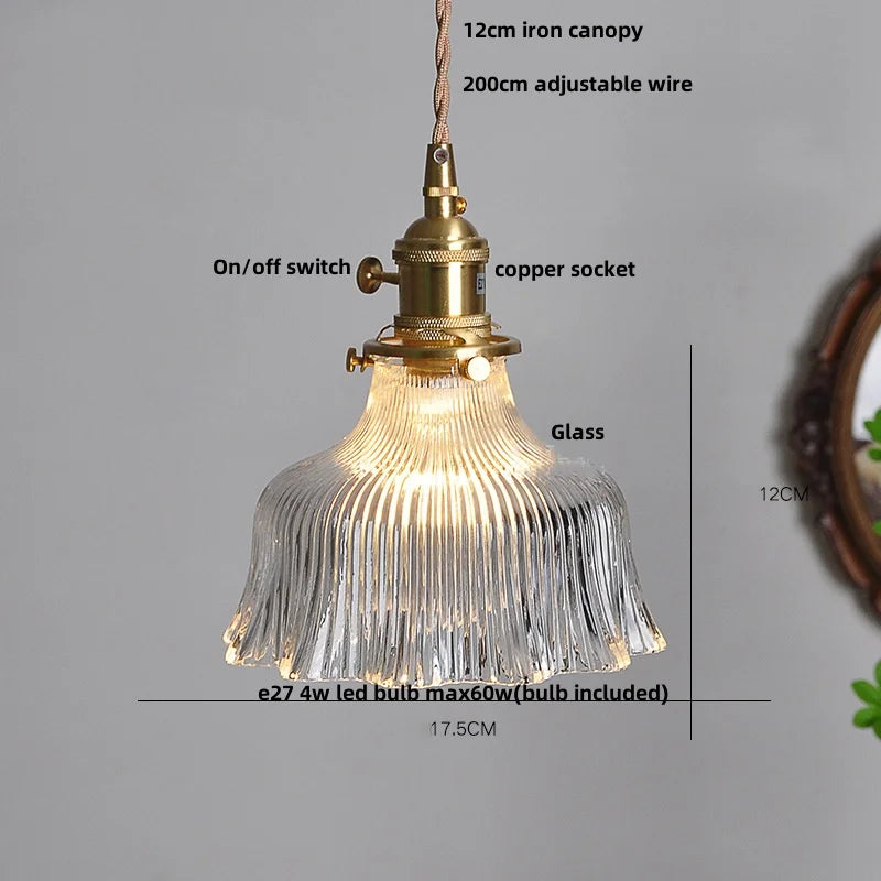 Afralia™ Flower Glass LED Pendant Lights with Walnut Wood Finish