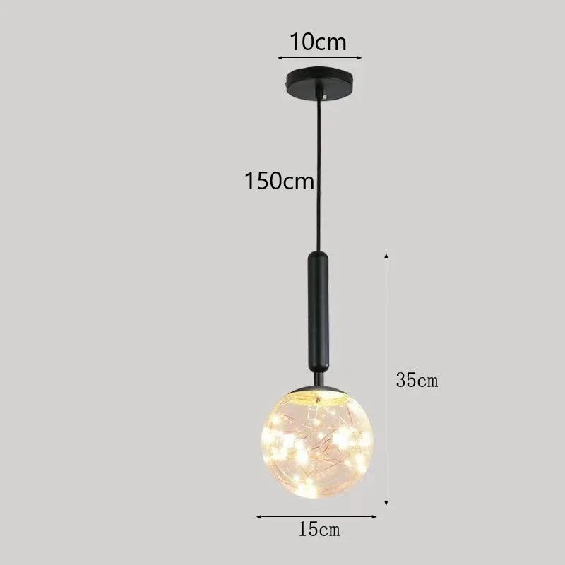 Afralia™ Starry Sky Glass Ball LED Pendant Light: Modern Gold/Black Lamp for Home Lighting.