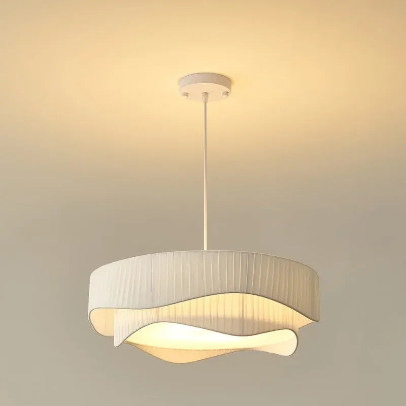 Afralia™ Modern White Fabric Chandelier Pendant Light Fixture