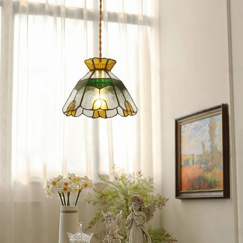Afralia™ Tiffany Style Glass LED Pendant Light for Home Decor & Cafe Bar