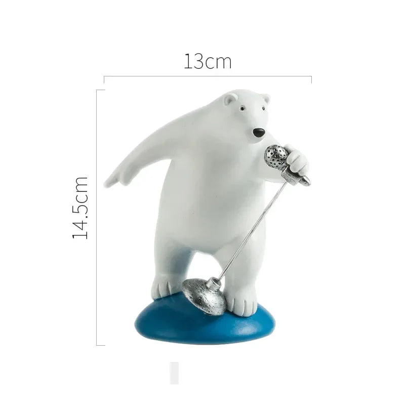 Afralia™ Polar Bears Music Band Figurines Desk Decor Resin Sculpture - Lovely Animal Musicians