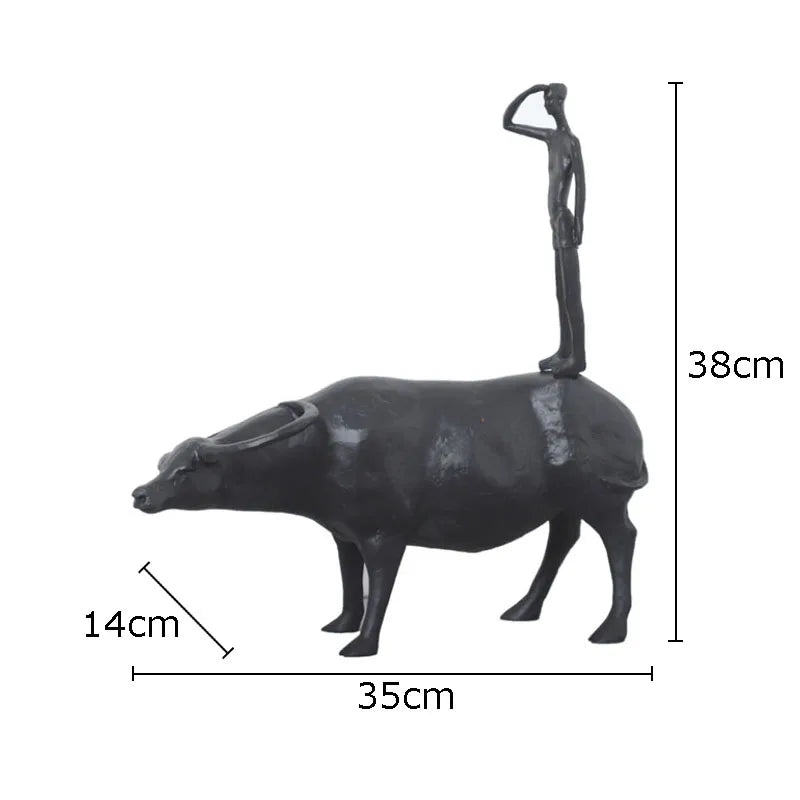 Afralia™ Cowherd Shepherd Boy Resin Figure Sculpture for Modern Home Decor