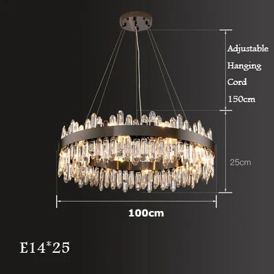 Afralia™ Modern Gold/Black Crystal Chandelier, Adjustable Dining Room Ceiling Fixture