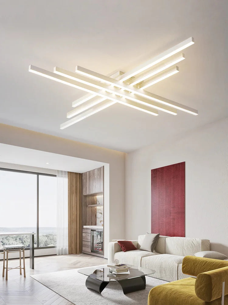 Afralia™ Black Chandelier LED Ceiling Lamp: Nordic Minimalist Square Living Room & Bedroom Lights