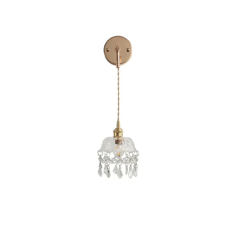 Afralia™ Clear Glass LED Wall Lamp Modern Crystal Home Decor Bathroom Mirror Light