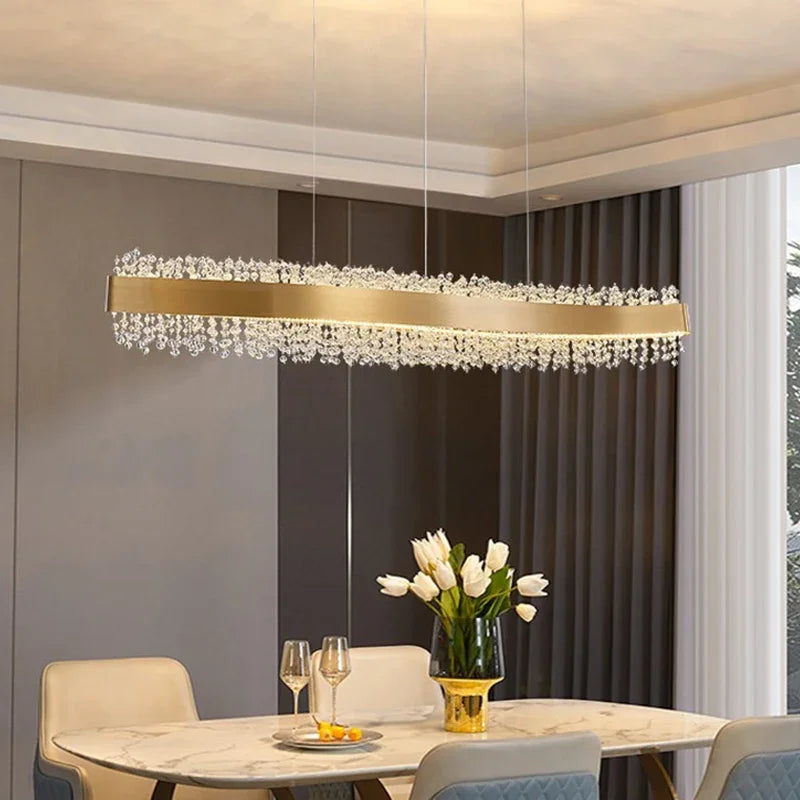 Afralia™ Crystal Tassel Pendant Chandeliers – Modern Luxury LED Lighting for Dining and Living Room