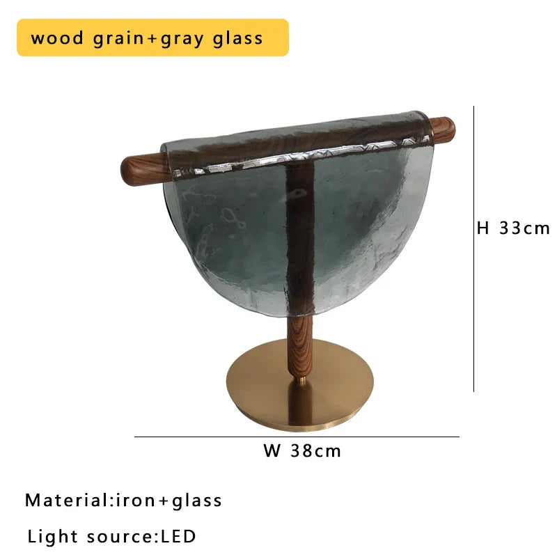 Afralia™ Amber Glass Table Lamp: Nordic Minimalist LED Nightstand Decor