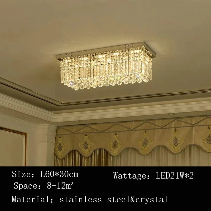 Afralia™ Crystal LED Ceiling Lamp for Luxurious Villa Living Room and Bedroom Home Decor
