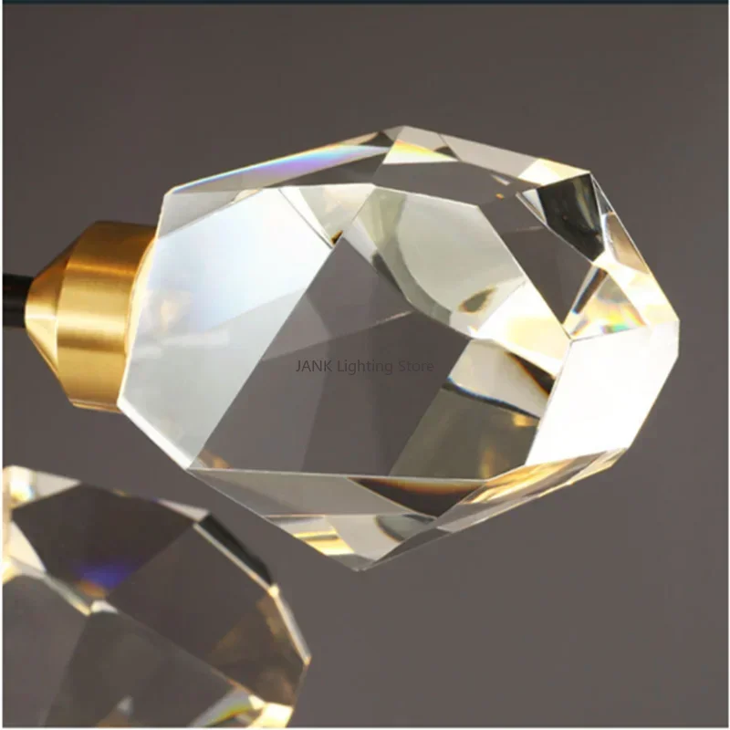 Afralia™ Modern Gold Black Crystal Chandelier LED Light