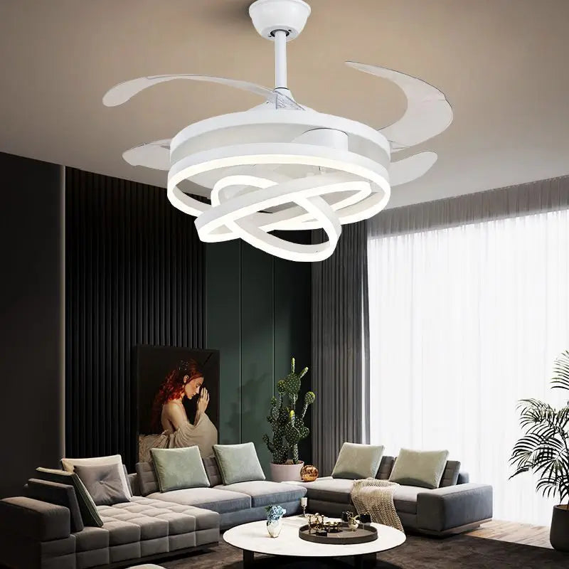Afralia™ Modern 2025 LED Ceiling Fan with Remote Control and Rechargeable Silent Operation
