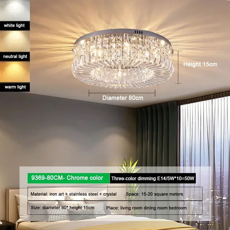 Afralia™ Crystal Glass Round LED Ceiling Light - Luxury Indoor Lighting Solution