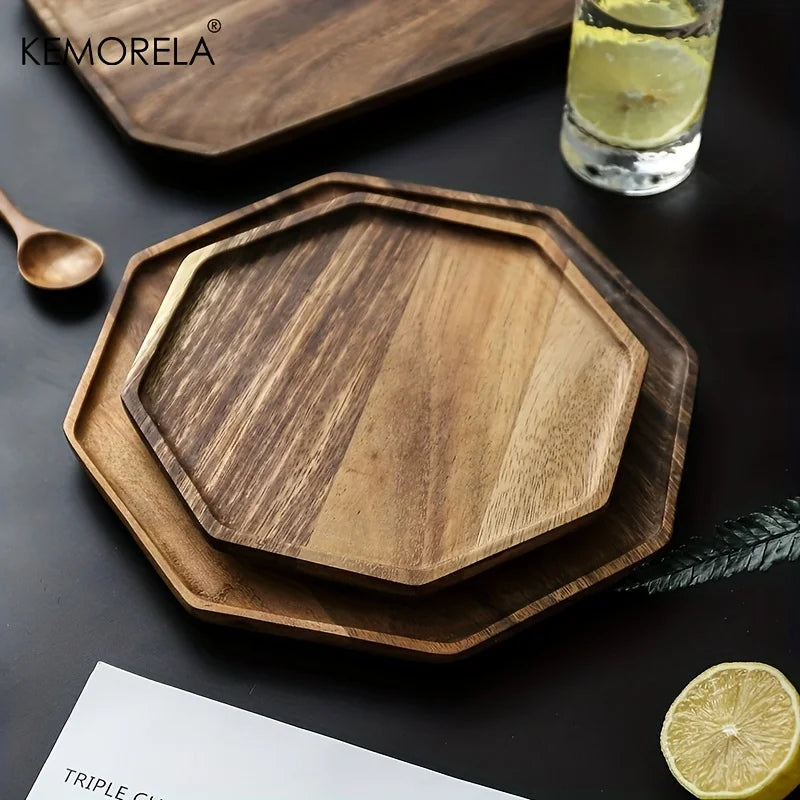 Afralia™ Creative Acacia Wood Plate - Versatile Rectangle Octagonal Tray