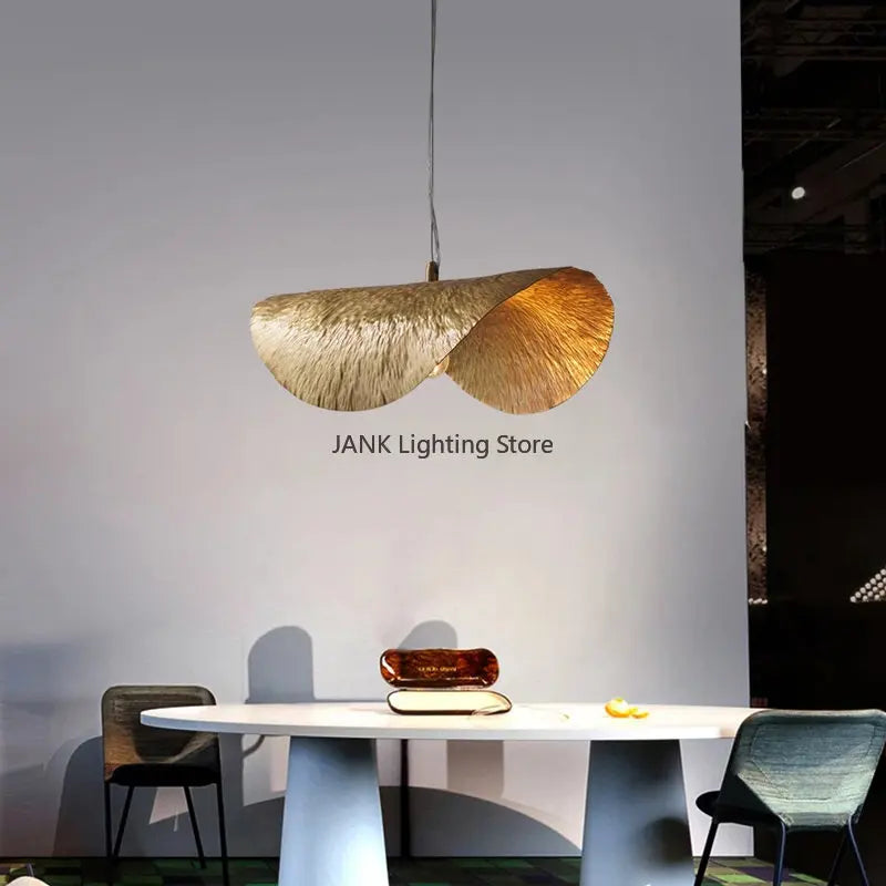 Afralia™ Lotus Leaf Hat Pendant Lamp: Elegant Copper Design for Living Room, Restaurant, Bar.