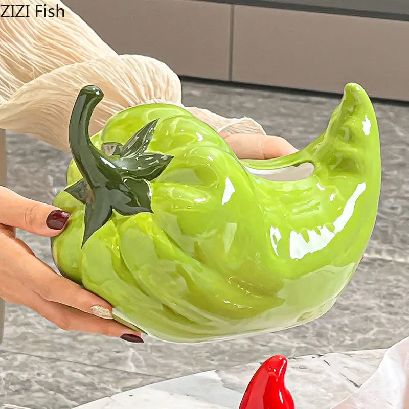 Afralia™ Ceramic Chili Tissue Box Desk Decoration & Paper Towel Case