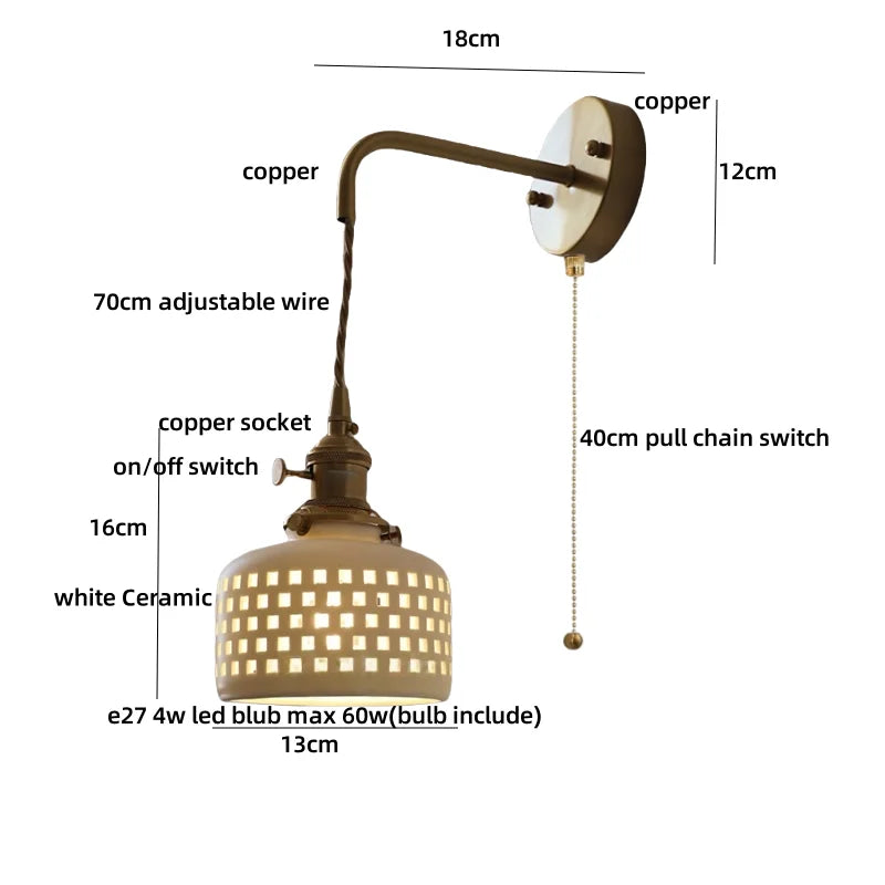 Afralia™ Ceramic LED Wall Light Balcony Bedroom Kitchen Modern Bedside Lamp