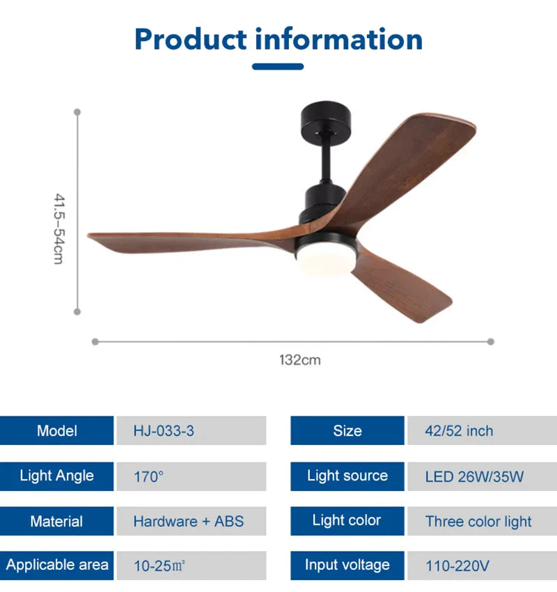 Afralia™ 42/52" DC Ceiling Fan with 3 ABS Blades, 35W Motor, 18W LED Light, Remote Control