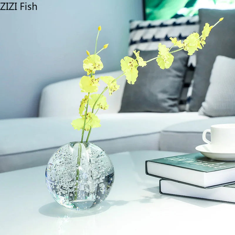 Afralia™ Clear Glass Vase Flower Pot for Desk Decoration and Floral Arrangements