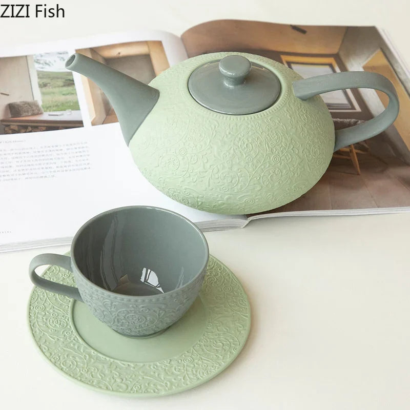 Afralia™ Floral Pattern Ceramic Cup & Saucer Set