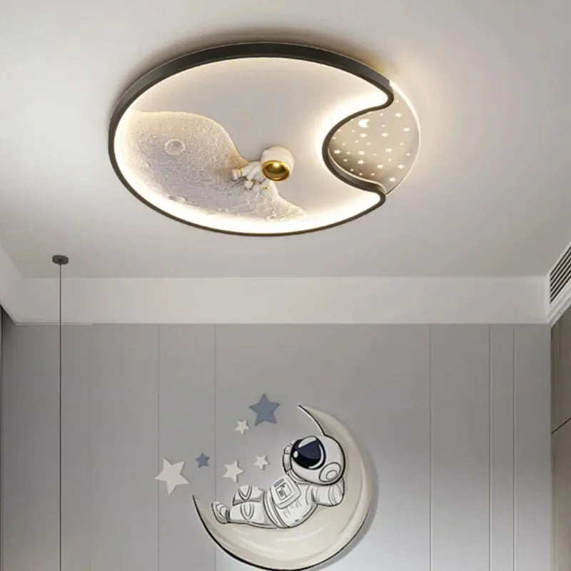 Afralia™ Astronaut Moonlight LED Ceiling Light for Kids' Bedroom & Living Room