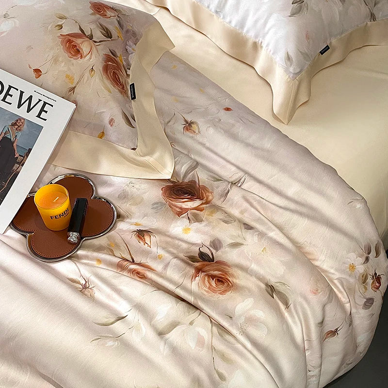 Afralia™ Eucalyptus Fiber Flowers Print Bedding Set - Soft Silky Cool Feel