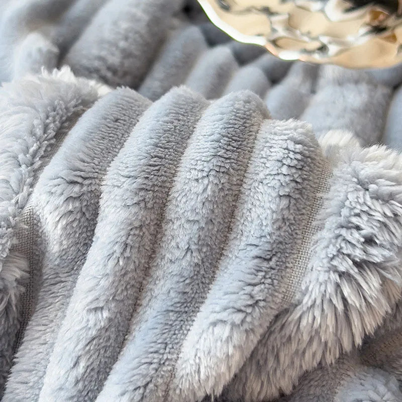 Afralia™ Cozy Faux Rabbit Plush Blanket, Nordic Style, Thick & Warm, Super Soft Nap Shawl
