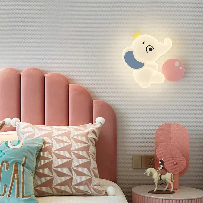 Afralia™ Elephant Cartoon Wall Light PE Lampshade for Baby Room and School Hallway