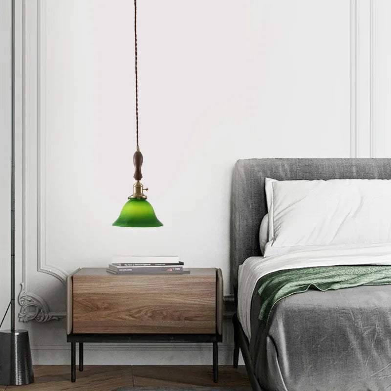 Afralia™ Amber Glass LED Hanging Lamp Japanese Vintage Pendant Lights for Bar Loft