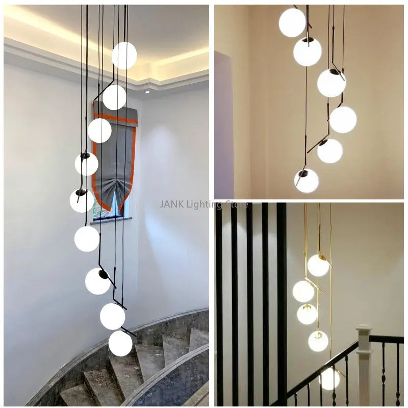 Afralia™ Minimalist Magic Bean LED Suspension Chandelier for Living Room and Staircase