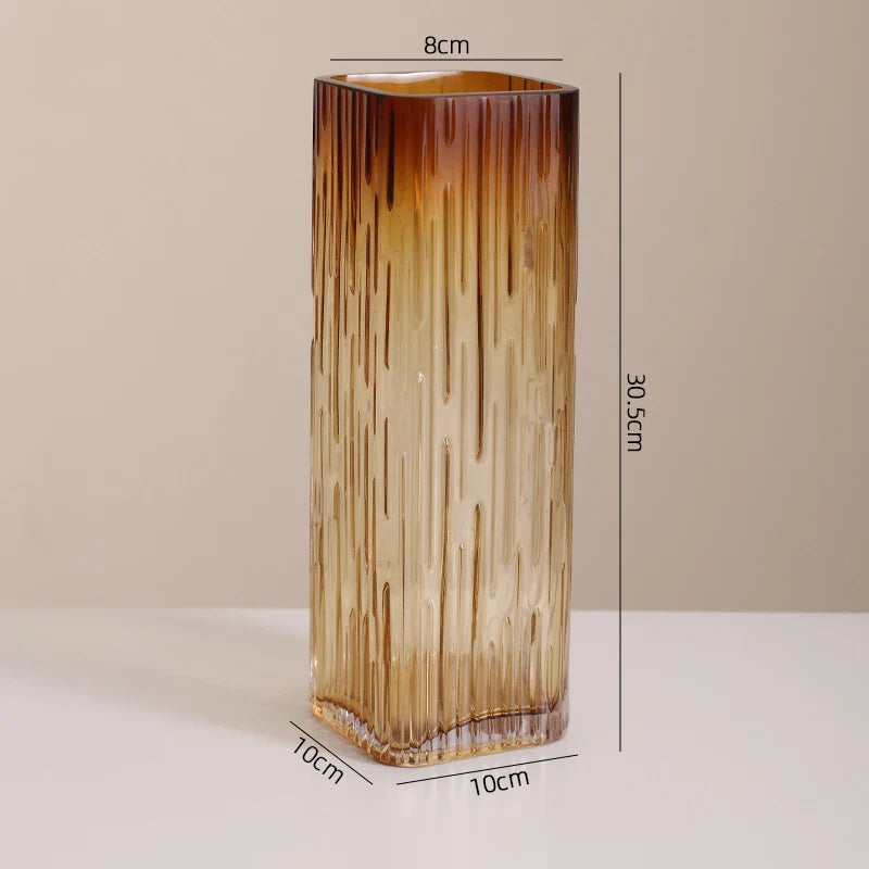 Amber Glass Vase & Artificial Flower Arrangement Set by Afralia™