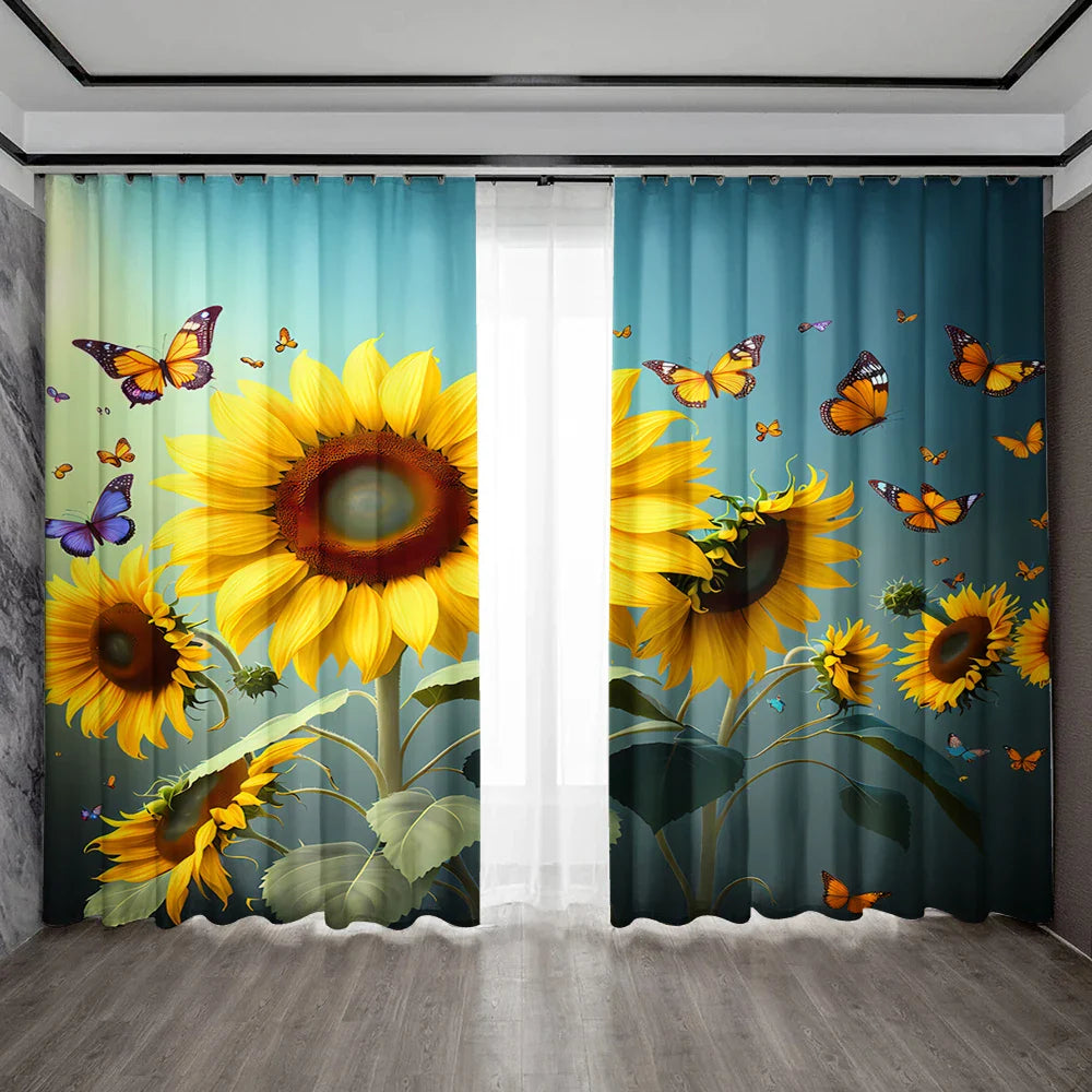 Afralia™ Sunflower Seaweed Curtains | Home & Kitchen Decor, Printed, Pole Bag Design