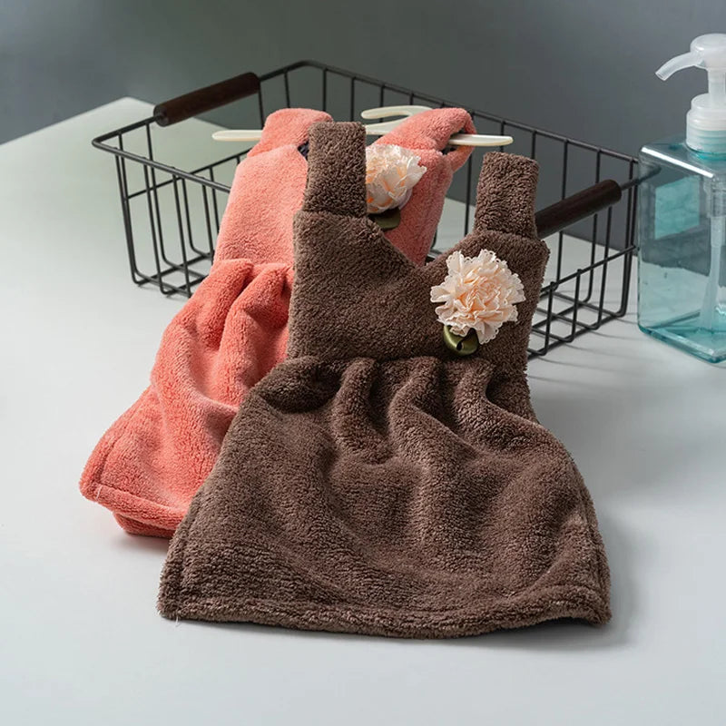 Afralia™ Kids' Cute Dress Hand Towel: Thick Coral Velvet, Soft Touch, Home & Kitchen Cleaning