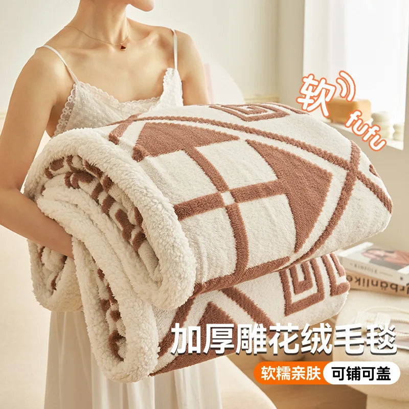 Afralia™ Winter Wool Blanket: Warm, Thick, Soft Bed Cover for Office, Sofa, or Home