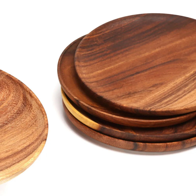 Afralia™ Beech Wooden Round Plate for Snacks, Sushi & Fruits