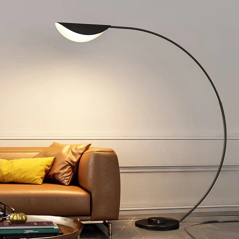 Afralia™ Parabola LED Floor Lamp - Black Standing Light for Living Room Bedroom Study