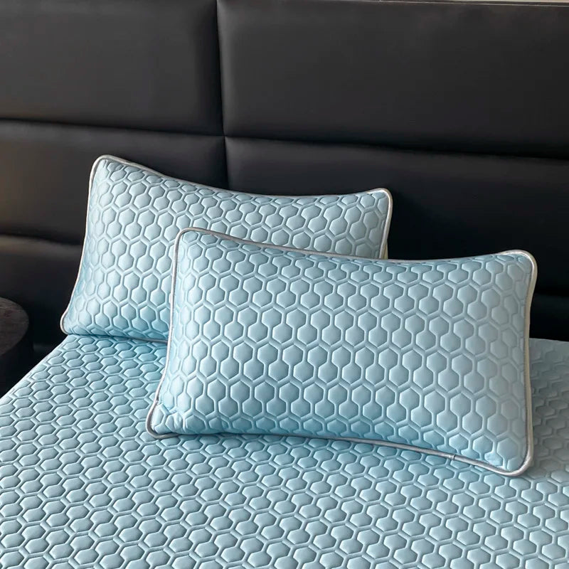 Afralia™ Cool Summer Bed Mat Set Queen - High-quality Ice Silk Fabric