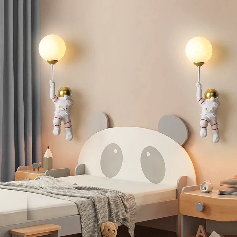 Afralia™ Resin Astronaut Wall Light: Boy's Bedroom Space Theme Lamp