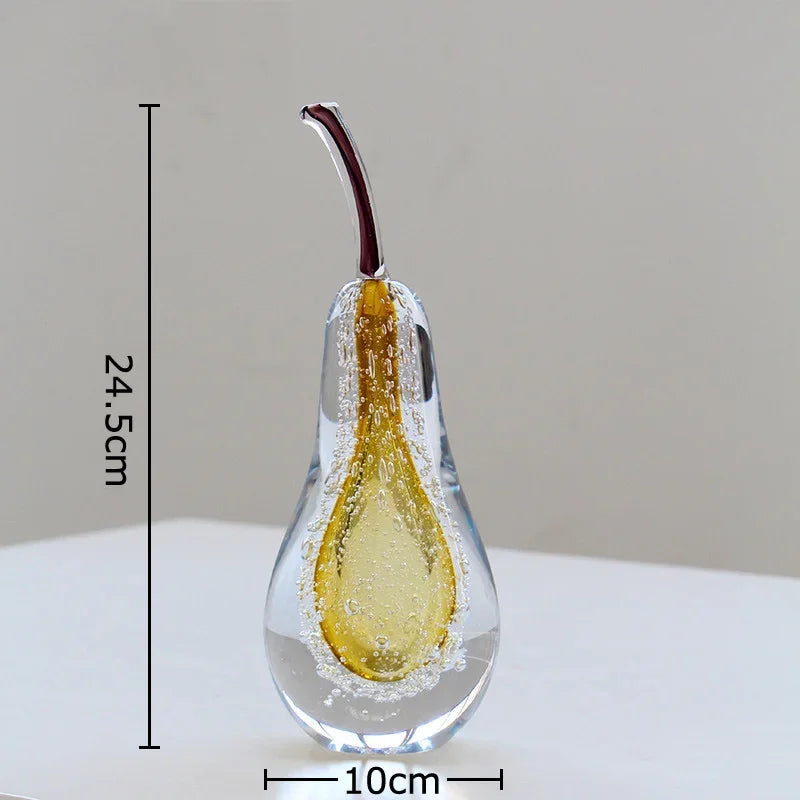 Afralia™ Glass Fruit Sculpture Desk Ornament for Aesthetic Room Decor