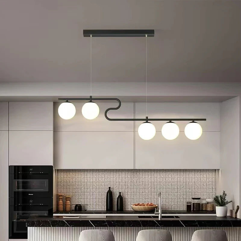 Afralia™ Glass Ball LED Chandeliers for Home Dining Kitchen Office Decor Lighting