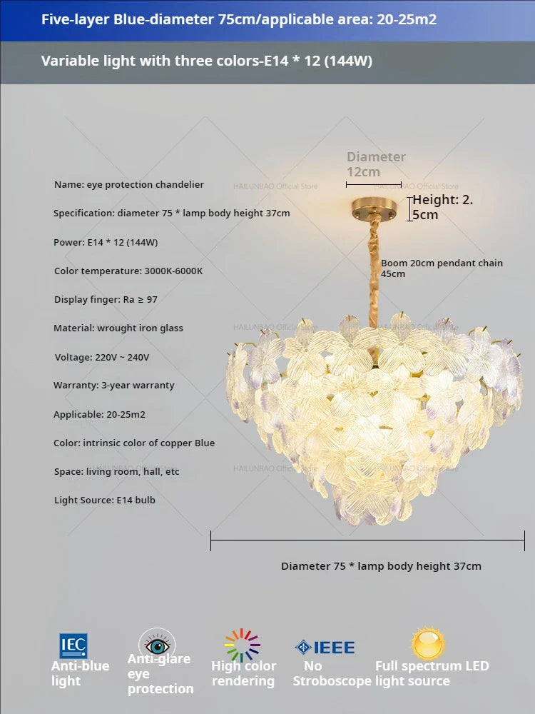 Afralia™ Glass Flower Princess Room LightLux Postmodern French Cream Wind Lamp