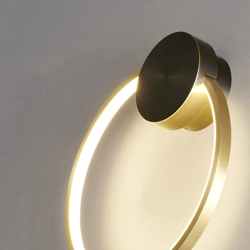 Afralia™ Round Brass Ring LED Wall Sconce for Home Art Deco and Elegant Lighting