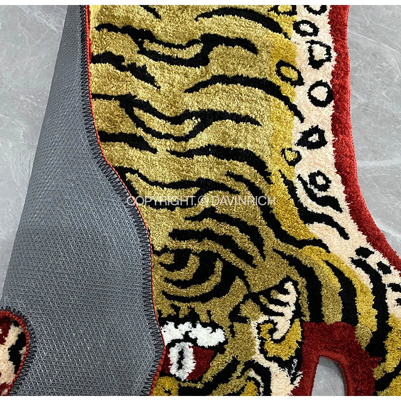 Afralia™ Tibetan Tiger Shag Rug - Handmade Tufted Animal Carpet for Living Room