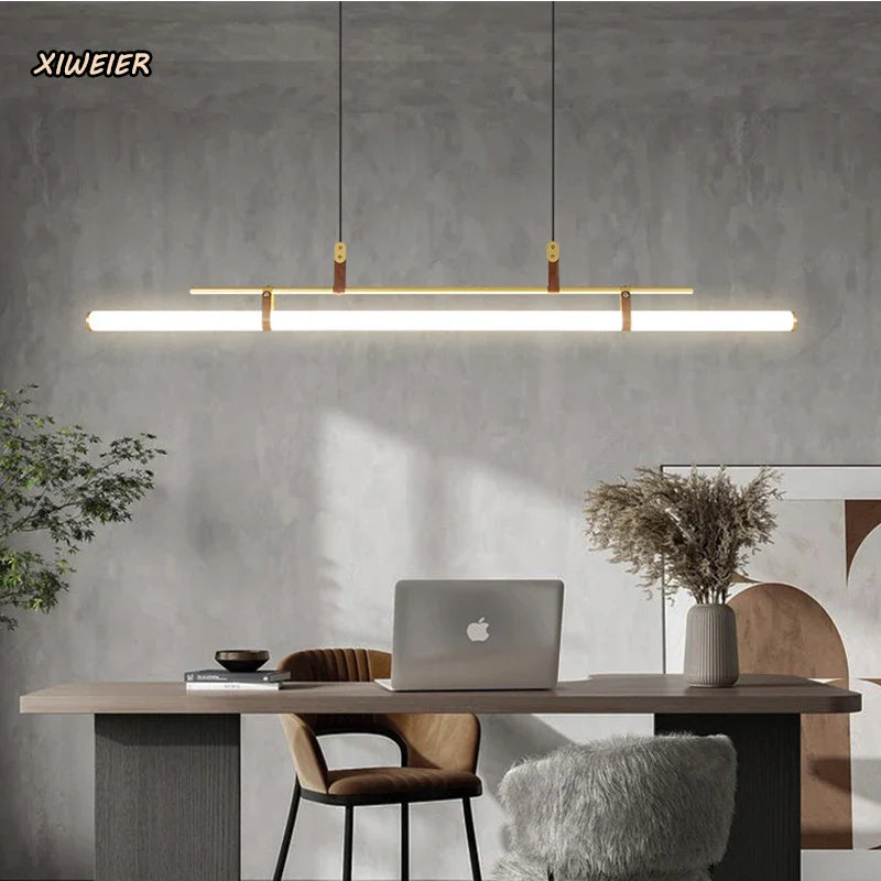 Afralia™ Glass Belt Chandelier: Modern Indoor Restaurant & Office LED Light