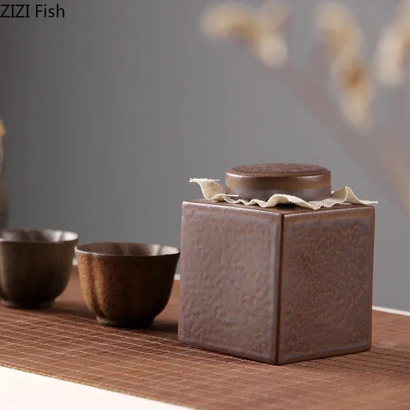 Afralia Ceramic Tea Canister Pottery Jar for Tea and Coffee Storage