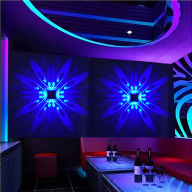 Afralia™ Square RGB LED Wall Light 3W Colorful Party Bar Home Decoration